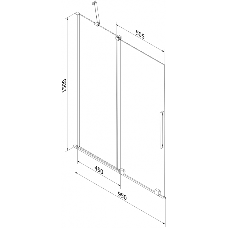 Mexen Velar 2-wing sliding bath screen 95 x 150 cm, transparent, brushed nickel - 896-095-000-01-97