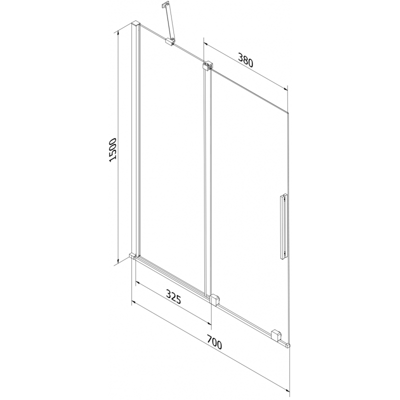 Mexen Velar 2-Wing Sliding Shower Screen 70 x 150 cm, Graphite, Brushed Gun Grey - 896-070-000-41-66