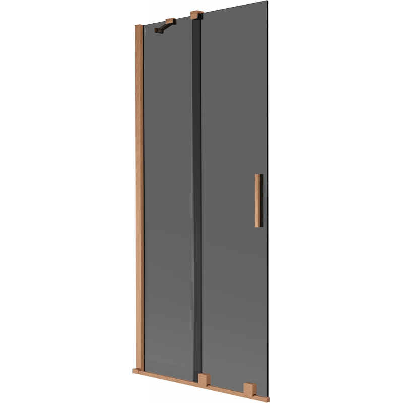 Mexen Velar 2-Wing Sliding Bath Screen 80 x 150 cm, Graphite, Brushed Copper - 896-080-000-41-65