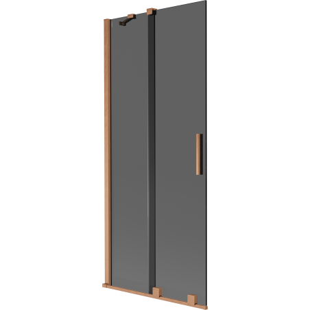 Mexen Velar 2-Wing Sliding Bath Screen 80 x 150 cm, Graphite, Brushed Copper - 896-080-000-41-65