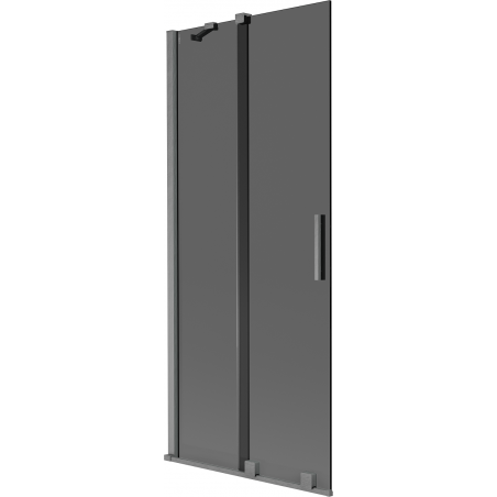 Mexen Velar bathtub screen, 2-wing sliding 85 x 150 cm, graphite, brushed gun gray - 896-085-000-41-66