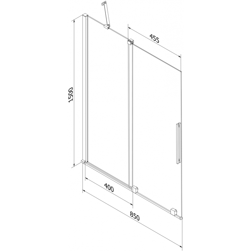Mexen Velar 2-panel sliding shower screen 85 x 150 cm, graphite, brushed nickel - 896-085-000-41-97