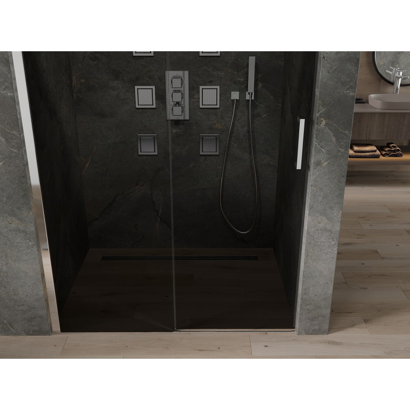 Mexen Omega 150 cm sliding shower door, graphite, chrome - 825-150-000-01-40