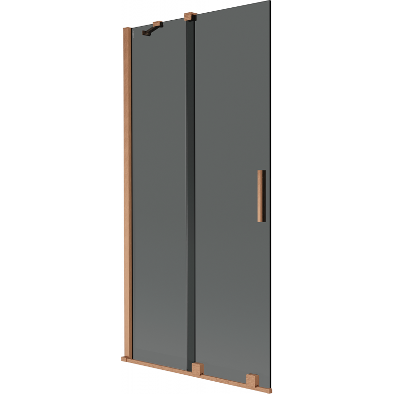 Mexen Velar 2-wing sliding bath screen 90 x 150 cm, graphite, brushed copper - 896-090-000-41-65