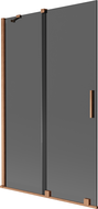 Mexen Velar 2-wing Sliding Bath Screen 110 x 150 cm, Graphite, Brushed Copper - 896-110-000-41-65