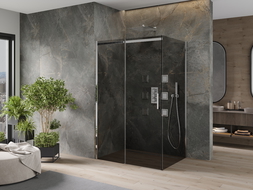 Mexen Omega extendable shower cubicle 100 x 80 cm, Graphite, Chrome - 825-100-080-01-40