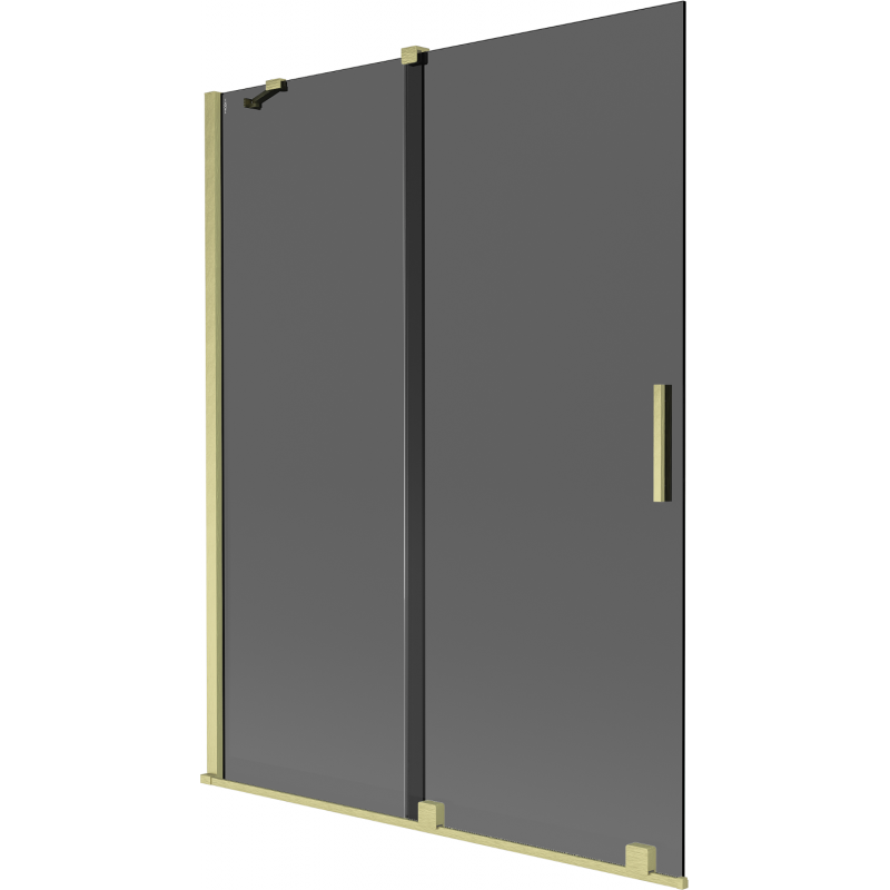 Mexen Velar 2-panel sliding bath screen 130 x 150 cm, graphite, brushed gold - 896-130-000-41-55