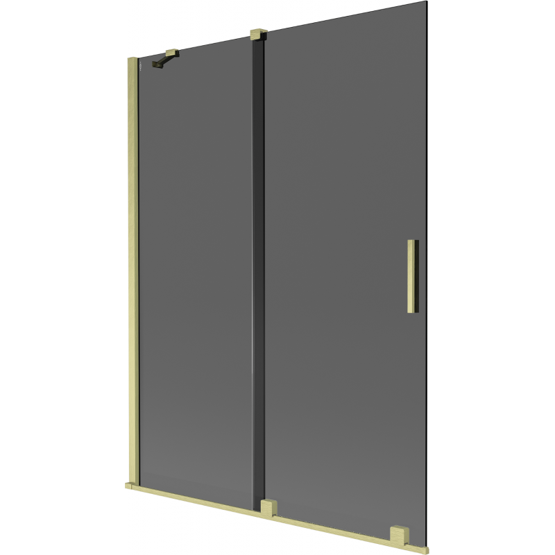 Mexen Velar 2-Wing Sliding Bath Screen 130 x 150 cm, Graphite, Brushed Gold - 896-130-000-41-55