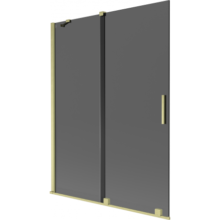 Mexen Velar 2-Wing Sliding Bath Screen 130 x 150 cm, Graphite, Brushed Gold - 896-130-000-41-55