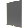 Mexen Velar 2-Wing Sliding Bath Screen 130 x 150 cm, Graphite, Brushed Gold - 896-130-000-41-55
