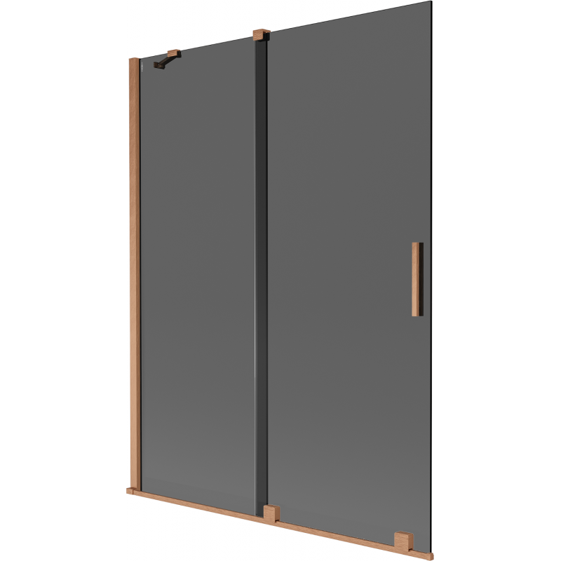 Mexen Velar 2-panel sliding bath screen 130 x 150 cm, graphite, brushed copper - 896-130-000-41-65