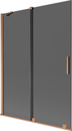 Mexen Velar 2-panel sliding bath screen 130 x 150 cm, graphite, brushed copper - 896-130-000-41-65