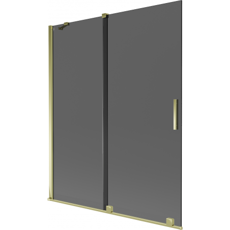 Mexen Velar bath screen 2-wing sliding 140 x 150 cm, graphite, gold - 896-140-000-41-50