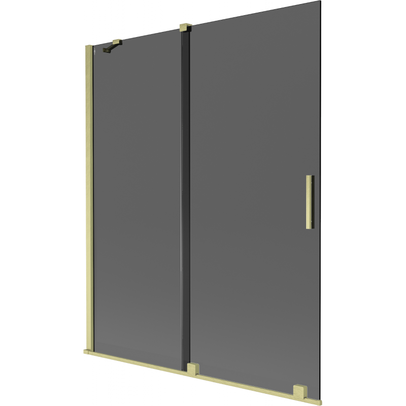 Mexen Velar 2-panel sliding bath screen 140 x 150 cm, graphite, brushed gold - 896-140-000-41-55