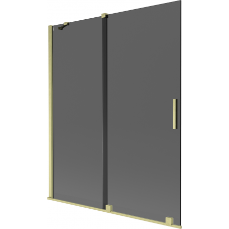 Mexen Velar 2-panel sliding bath screen 140 x 150 cm, graphite, brushed gold - 896-140-000-41-55