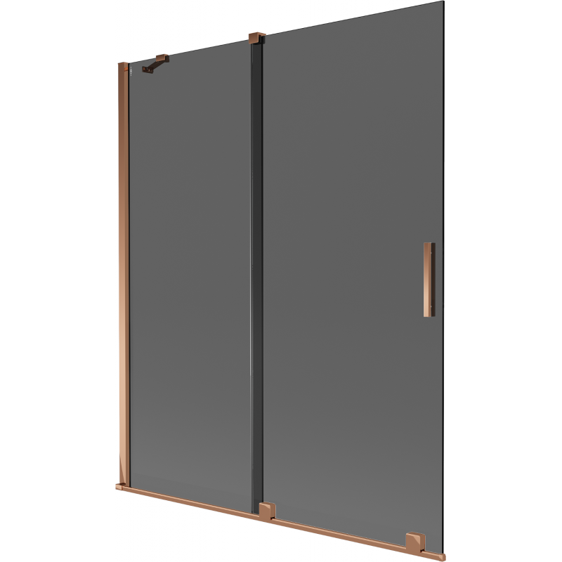 Mexen Velar 2-wing sliding bath screen 140 x 150 cm, graphite, pink gold - 896-140-000-41-60