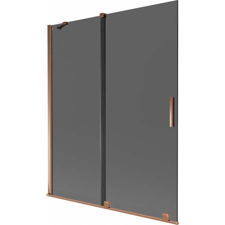 Mexen Velar 2-wing sliding bath screen 140 x 150 cm, graphite, pink gold - 896-140-000-41-60