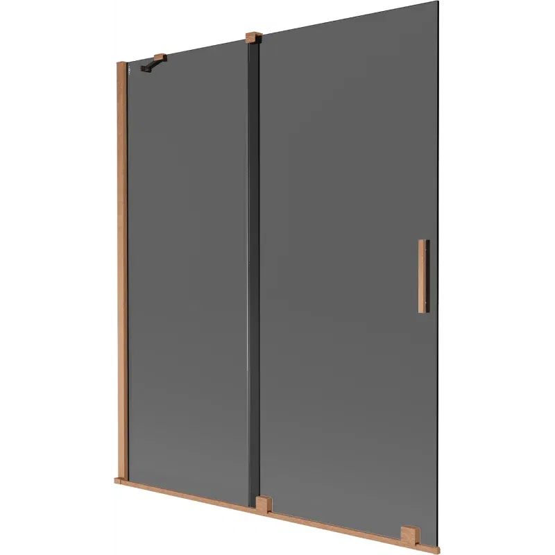 Mexen Velar 2-panel sliding bath screen 140 x 150 cm, graphite, brushed copper - 896-140-000-41-65