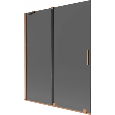 Mexen Velar 2-panel sliding bath screen 140 x 150 cm, graphite, brushed copper - 896-140-000-41-65