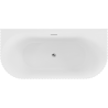 Mexen Sella freestanding wall-adjacent ribbed bathtub 150 x 75 cm, glossy white, chrome overflow - 52711507500-01