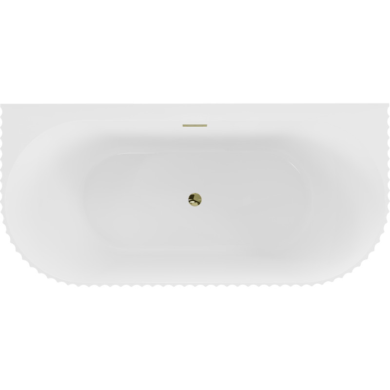 Mexen Sella freestanding wall-mounted grooved bathtub 150 x 75 cm, white gloss, gold overflow - 52711507500-50