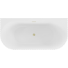 Mexen Sella freestanding wall-adjacent fluted bathtub 150 x 75 cm, white gloss, brushed gold overflow - 52711507500-55