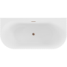 Mexen Sella freestanding back-to-wall fluted bathtub 150 x 75 cm, white gloss, overflow rose gold - 52711507500-60