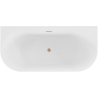 Mexen Sella freestanding wall-adjacent fluted bathtub 150 x 75 cm, white gloss, brushed copper overflow - 52711507500-65