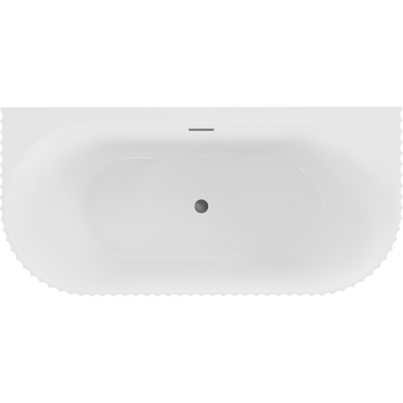 Mexen Sella freestanding wall-attached fluted bathtub 150 x 75 cm, white gloss, gun gray brushed overflow - 52711507500-66