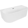 Mexen Sella freestanding wall-adjacent fluted bathtub 150 x 75 cm, white gloss, brushed gun gray overflow - 52711507500-66