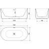 Mexen Paola free-standing ribbed bathtub 150 x 75 cm, white gloss, white overflow - 52721507500-20