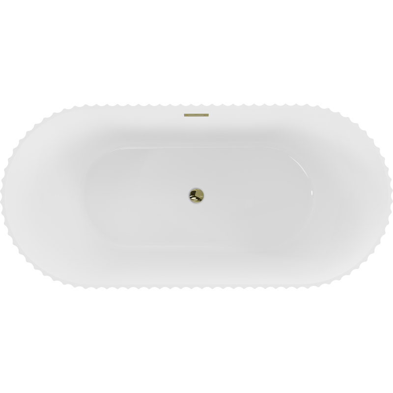 Mexen Paola freestanding ribbed bathtub 150 x 75 cm, white gloss, gold overflow - 52721507500-50