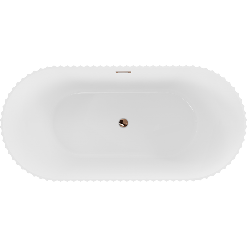 Mexen Paola freestanding fluted bathtub 150 x 75 cm, white gloss, overflow rose gold - 52721507500-60