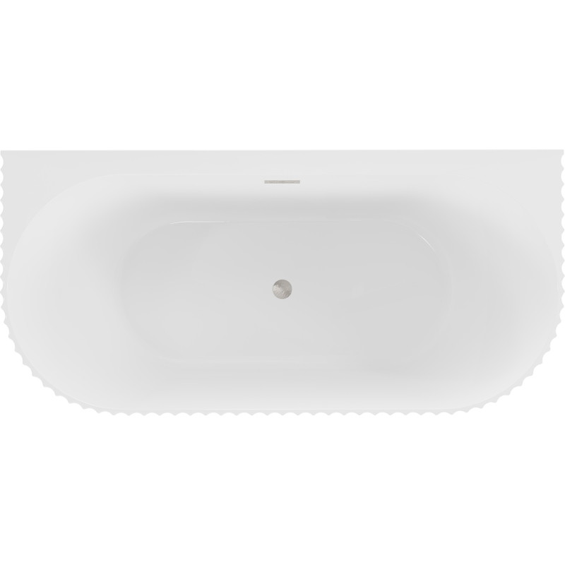 Mexen Sella freestanding wall-adjacent grooved bathtub 150 x 75 cm, white gloss, brushed nickel overflow - 52711507500-97