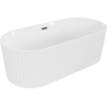 Mexen Paola freestanding ribbed bathtub 150 x 75 cm, white gloss, brushed gun gray overflow - 52721507500-66