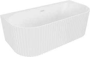 Mexen Sella free-standing wall-attached ribbed bathtub 150 x 75 cm, matte white, white overflow - 52711507501-20