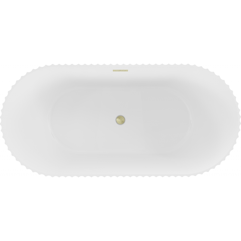 Mexen Paola freestanding fluted bath 150 x 75 cm, white matte, brushed gold overflow - 52721507501-55