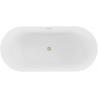Mexen Paola freestanding ribbed bathtub 150 x 75 cm, white matte, brushed gold overflow - 52721507501-55