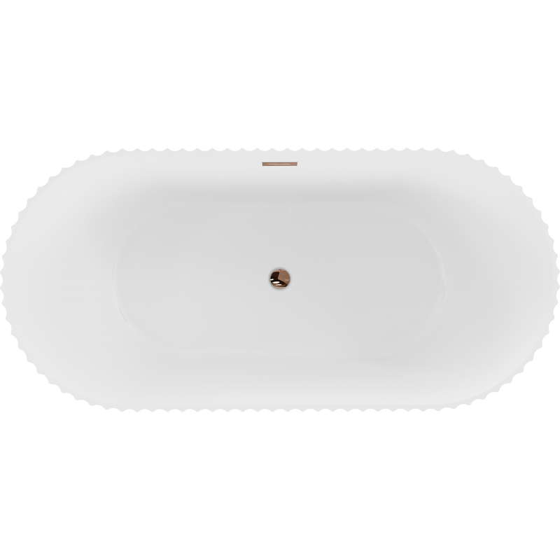 Mexen Paola freestanding fluted bathtub 150 x 75 cm, white matte, overflow rose gold - 52721507501-60