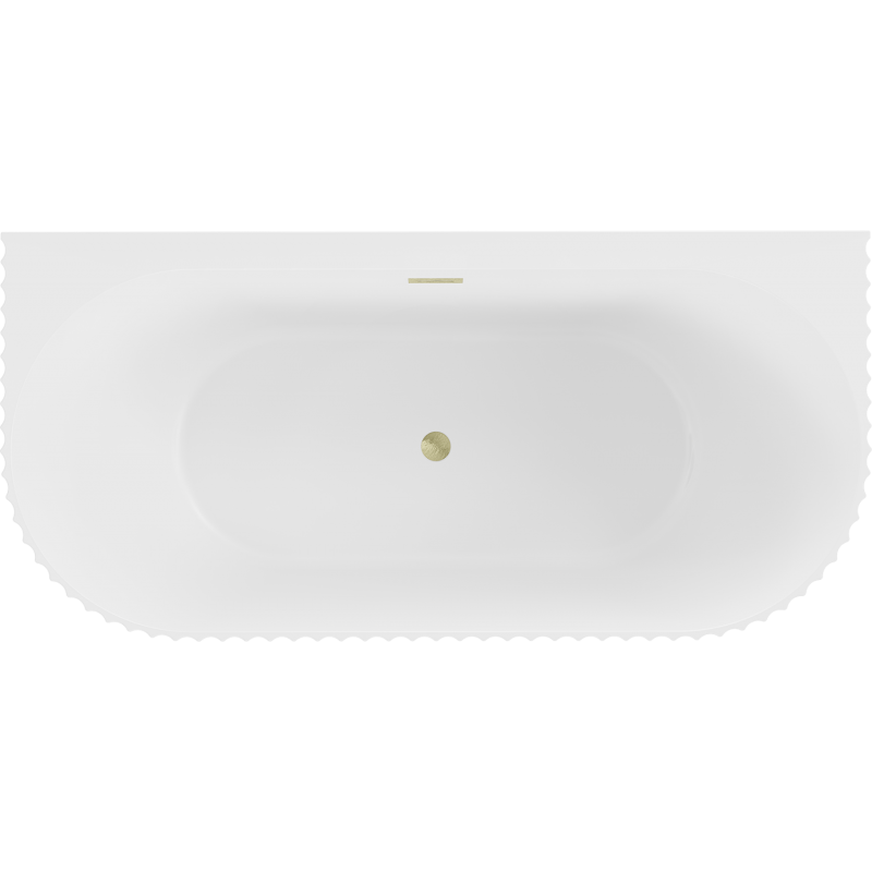 Mexen Sella freestanding wall-mounted ribbed bathtub 150 x 75 cm, white matte, brushed gold overflow - 52711507501-55