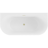 Mexen Sella freestanding wall-mounted ribbed bathtub 150 x 75 cm, white matte, brushed gold overflow - 52711507501-55