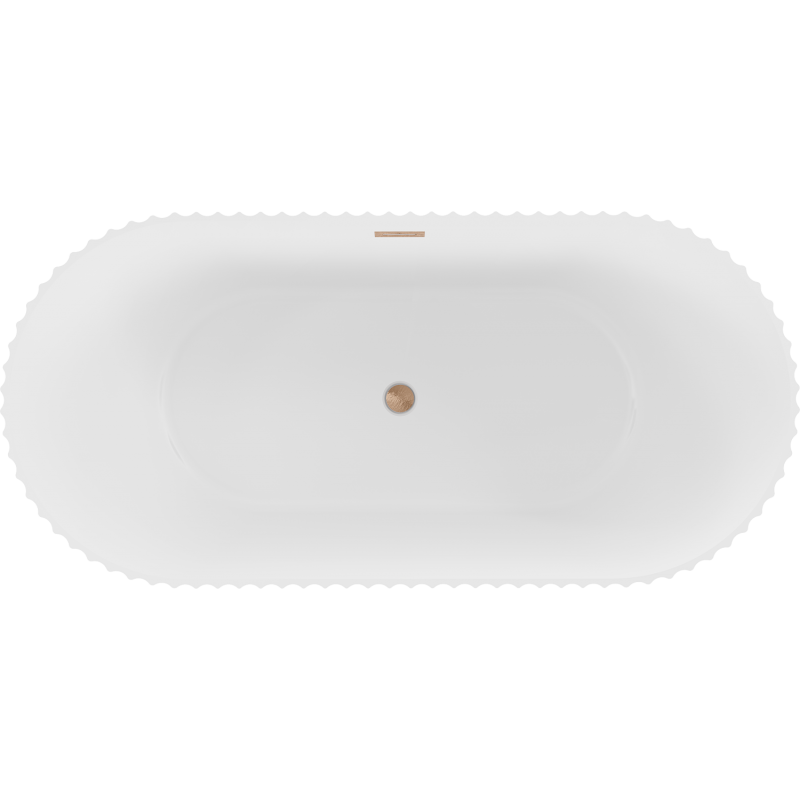 Mexen Paola freestanding fluted bathtub 150 x 75 cm, white matte, brushed copper overflow - 52721507501-65
