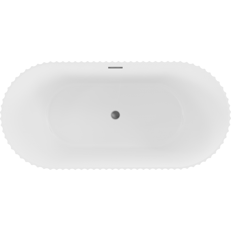 Mexen Paola freestanding fluted bathtub 150 x 75 cm, white matte, overflow gun metal - 52721507501-95