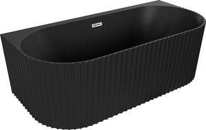 Mexen Sella freestanding ribbed bathtub 150 x 75 cm, matte black, chrome overflow - 52711507571-01
