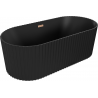Mexen Paola free-standing ribbed bathtub 150 x 75 cm, matte black, brushed copper overflow - 52721507571-65