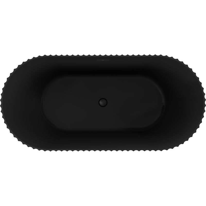 Mexen Paola free-standing fluted bathtub 150 x 75 cm, black matte, black overflow - 52721507571-70