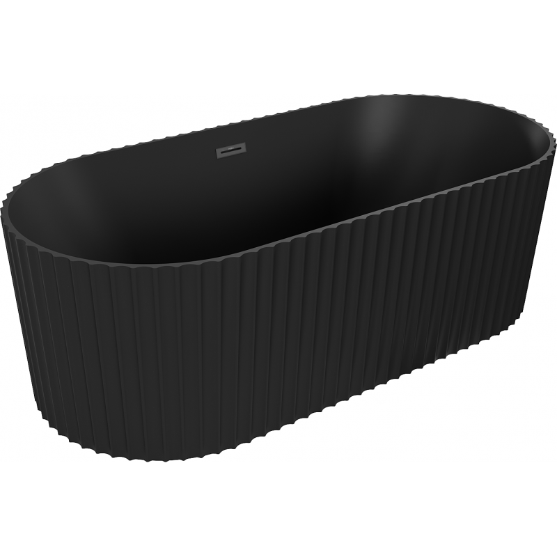 Mexen Paola freestanding fluted bathtub 150 x 75 cm, black matte, black overflow - 52721507571-70