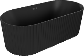 Mexen Paola freestanding fluted bathtub 150 x 75 cm, black matte, black overflow - 52721507571-70