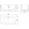 Mexen Sella freestanding wall-adjacent fluted bathtub 150 x 75 cm, black matte, brushed copper overflow - 52711507571-65
