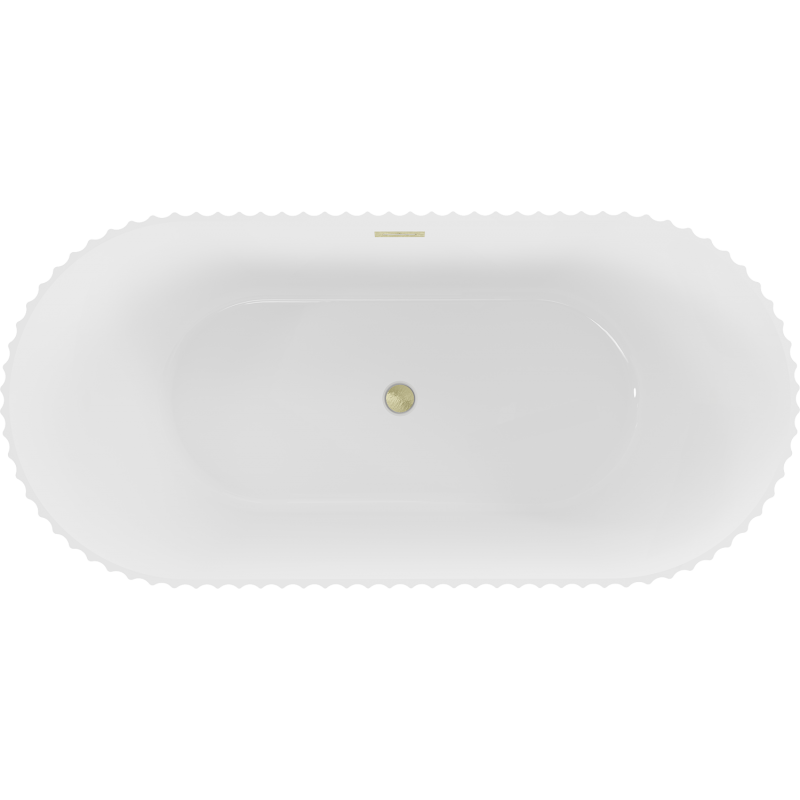 Mexen Paola freestanding fluted bathtub 170 x 80 cm, white gloss, brushed gold overflow - 52721708000-55